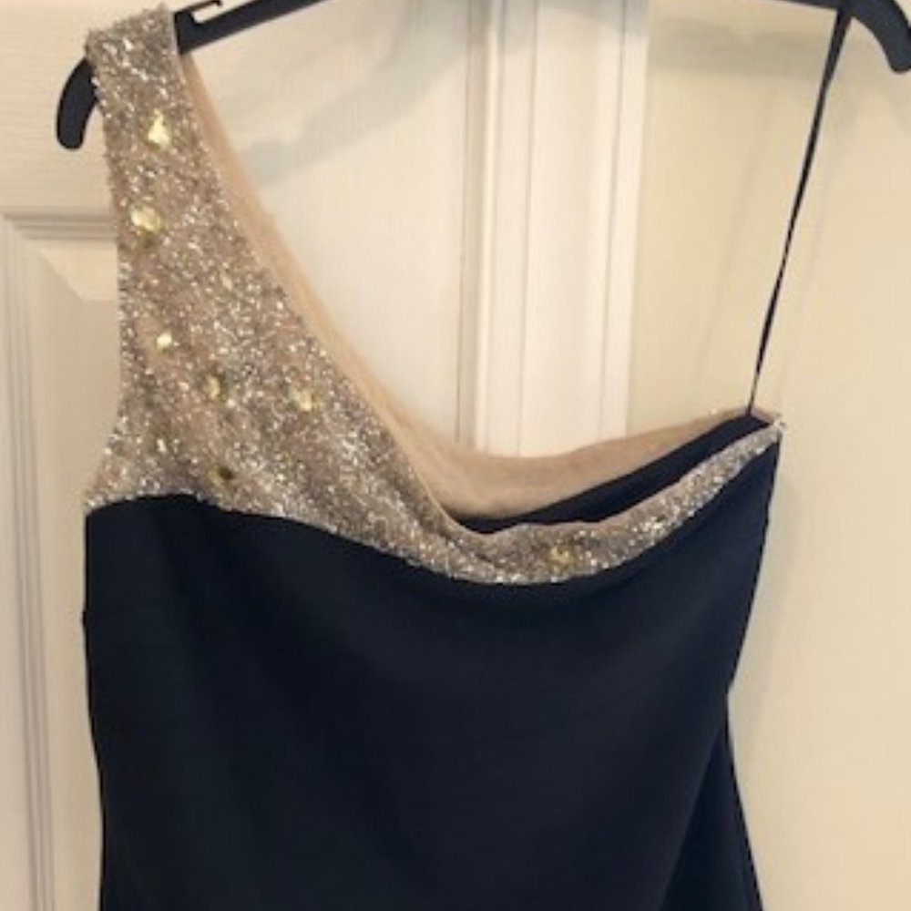 NEW JS Boutique black gold metallic strap cocktail